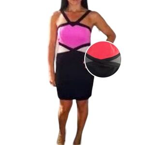 Timing halter dress size Large bodycon coral black gray sleeveless strap zipper